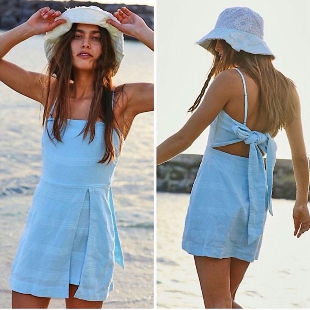 Free People Go Get Em Skort Romper in Blue Hint of Sky